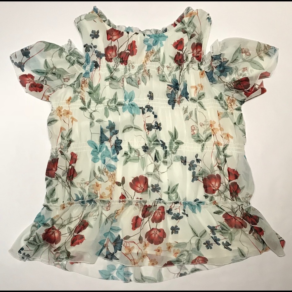 Willow & Clay Cold Shoulder Top Blouse Floral Sz M - Picture 4 of 8